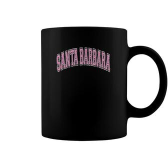 Santa Barbara California Ca Varsity Style Pink Text Coffee Mug | Mazezy