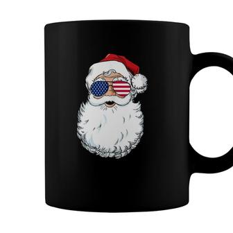 Santa Claus Patriotic Usa Sunglasses Christmas In July Santa Coffee Mug - Seseable