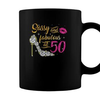 Sassy And Fabulous At 50 Years Old 50Th Birthday Shoes Lips Coffee Mug - Seseable