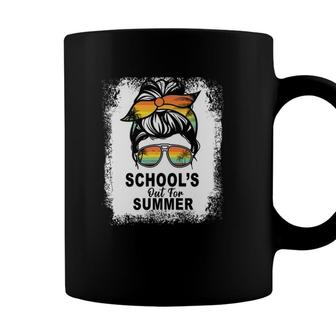 Schools Out For Summer Last Day Of School Teacher Messy Bun Coffee Mug - Seseable