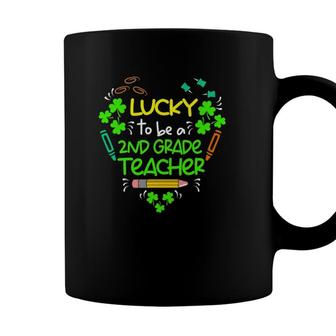 Shamrock Lucky To Be A 2Nd Grade Teacher St Patricks Day Coffee Mug - Seseable