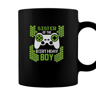 Sister Of The Birthday Boy Matching Video Gamer Green Coffee Mug - Seseable