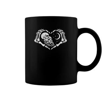 Skeletons In Love In Heart Shape Skeleton Hands Coffee Mug | Mazezy