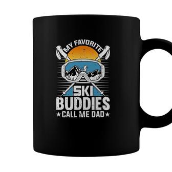 Skiing My Favorite Ski Buddies Calls Me Dad Snow Coffee Mug - Seseable