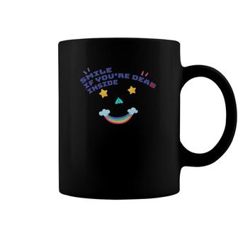 Smile If Youre Dead Inside With Ladybug On Rainbow Stars Coffee Mug | Mazezy UK