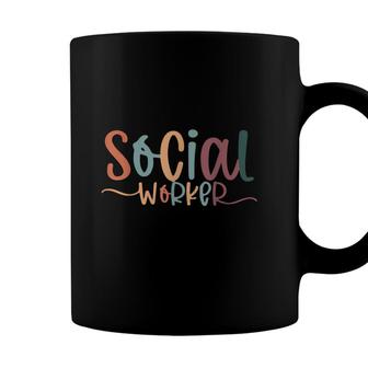 Social Worker Vintage Funny Job Title School Worker Coffee Mug - Seseable