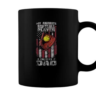 Softball Dad Gifts My Favorite Softball Player Calls Me Dad Coffee Mug - Seseable