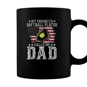 Softball Dad My Favorite Softball Player Calls Me Dad Coffee Mug - Seseable