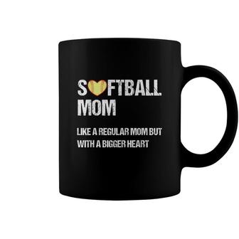 Softball Mom Like Regular Mom But With Bigger Heart Mothers Coffee Mug - Seseable