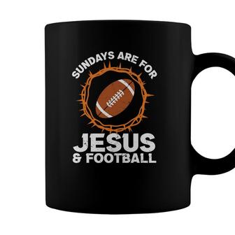 Sundays Are For Jesus Football Bible Verse Graphic Christian Coffee Mug - Seseable