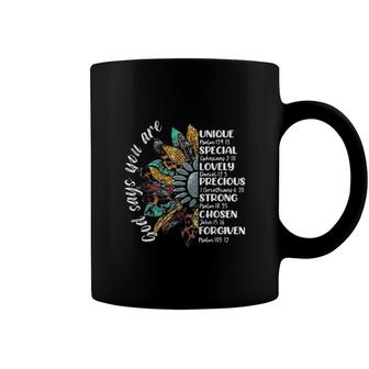 Sunflowers God Say You Are With Bible Verses Quotes Jesus Coffee Mug - Seseable