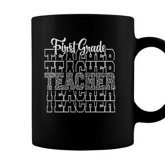 Teacher First Grade Leopard White First Grade Teacher Back To School Coffee Mug - Seseable