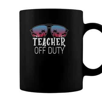 Teacher Off Duty Sunglasses Beach Sunset Vintage Retro Coffee Mug - Seseable