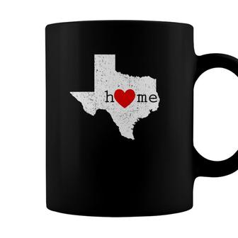 Texas Home Distressed Tx Map With Red Love Heart Coffee Mug - Seseable