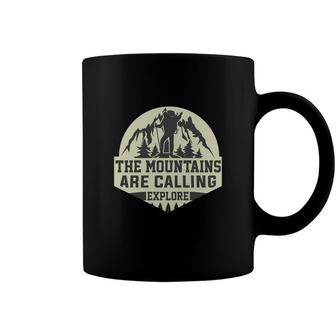 The Mountains Are Calling Explore Explore Travel Lover Yellow Coffee Mug - Seseable