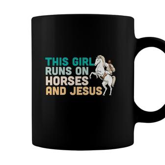 This Girl Runs On Horses And Jesus Bible Verse Graphic Christian Coffee Mug - Seseable