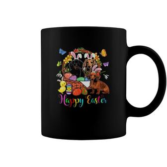 Three Bunny Dachshund Dogs In Easter Eggs Basket Coffee Mug