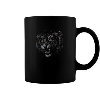 Tiger Love Head Portrait Black Background Theme Wild Animal Coffee Mug | Mazezy
