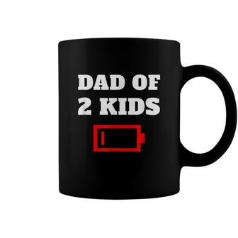 Tired Dad Of 2 Kids Father With Two Children Low Battery Fun Coffee Mug - Seseable
