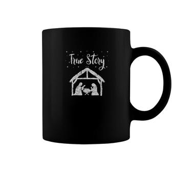 True Story Jesus Nativity Christmas Love Distressed Coffee Mug - Monsterry
