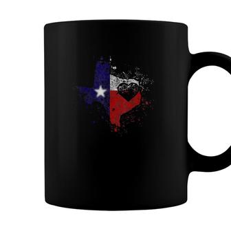 Tx State Tee Gift Distressed Retro Home Heart Texas Map Flag Coffee Mug - Seseable