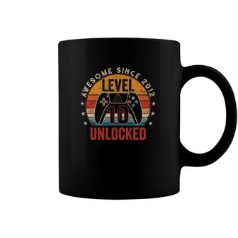 Unlocked Level 10 Awesome Since 2012 10 Years Old Birthday Coffee Mug | Mazezy