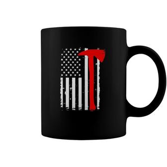 Usa Flag Axe Vintage Firefighter Thin Red Line Fireman Gift Coffee Mug | Mazezy
