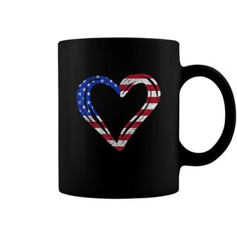 Usa Flag Heart American Patriotic Armed Forces Memorial Day Coffee Mug - Seseable