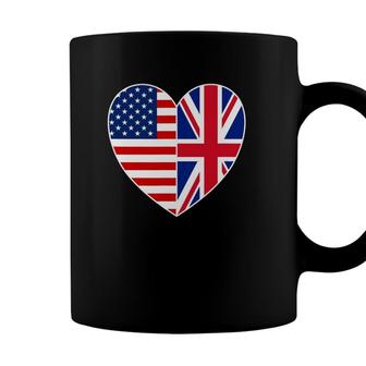 Usa Uk Flag Heart Tee Patriotic Fourth Of July Coffee Mug - Seseable