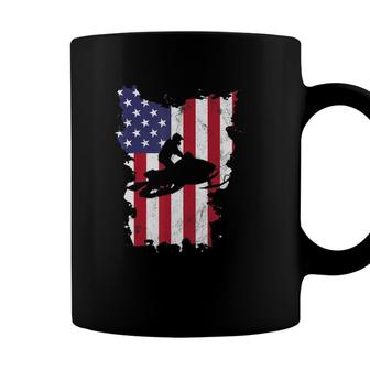 Vintage 4Th Of July Usa Flag Snow Mobile Snowmobile Coffee Mug | Seseable UK