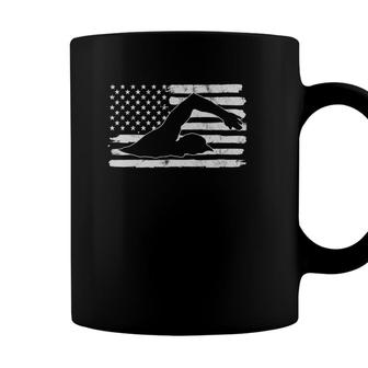 Vintage 4Th Of July Usa Flag Swimming Swim Sports Gift Coffee Mug - Seseable