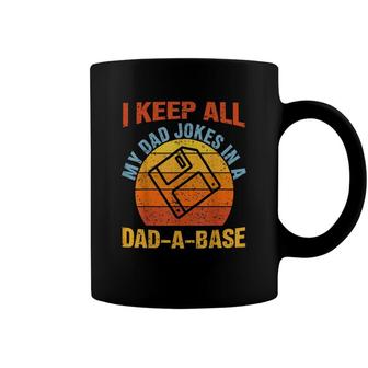 Vintage Dad I Keep All My Dad Jokes In A Dad-A- Base Coffee Mug - Seseable