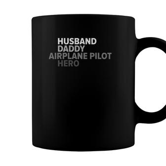 Vintage Husband Daddy Airplane Pilot Hero Funny Fathers Day Coffee Mug - Seseable