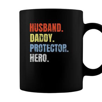 Vintage Husband Daddy Protector Hero Fathers Day Coffee Mug - Seseable