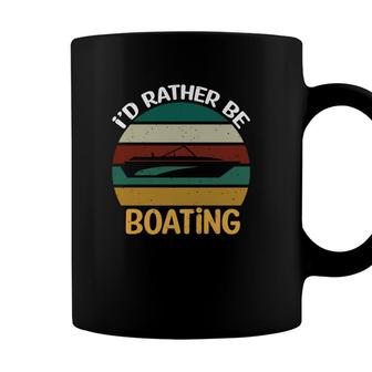 Vintage Id Rather Be Boating Retro 70S Style Lovers Coffee Mug - Seseable