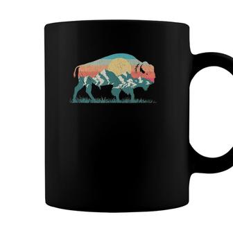 Vintage National Park Bison Landscape Buffalo Retro Coffee Mug - Seseable