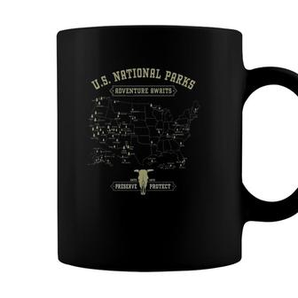 Vintage National Parks Map - American Hiking Camping Coffee Mug | Seseable FR