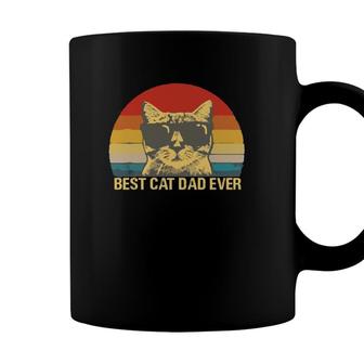 Vintage Retro Best Cat Dad Ever Sunset Fathers Gif Classic Coffee Mug - Seseable