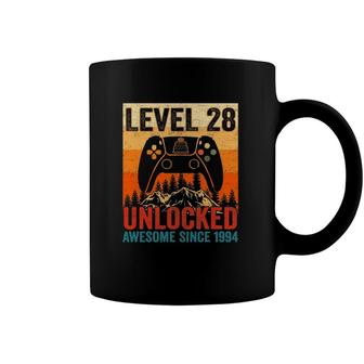 Vintage Unlocked Level 28 Retro Video Controller Birthday Coffee Mug | Mazezy