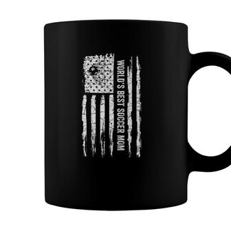 Vintage Usa American Flag Worlds Best Soccer Mom Silhouette Coffee Mug - Seseable