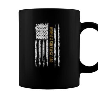 Vintage Usa American Flag Worlds Greatest Dad Fathers Day Coffee Mug - Seseable