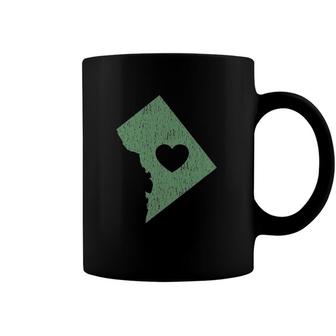 Washington DC Love Heart Gray Green Coffee Mug | Mazezy