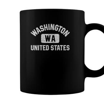 Washington Gym Style Distressed White Print Coffee Mug - Seseable