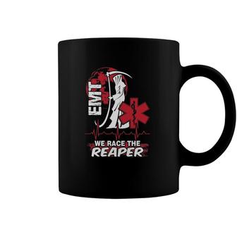 We Race The Reaper Funny Emt Coffee Mug | Mazezy