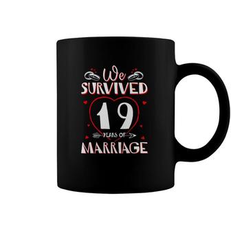We Survived 19 Years Of Marriage Couple 19Th Anniversary Coffee Mug | Mazezy