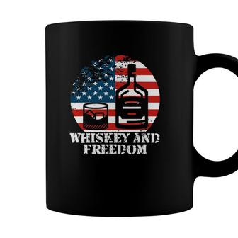 Whiskey And Freedom July 4 Independence Day Drinking Coffee Mug - Seseable