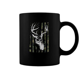Whitetail Buck Deer Hunting Usa Camouflage Flag - On Back Coffee Mug | Mazezy