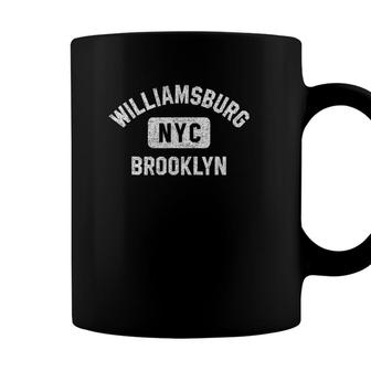 Williamsburg Brooklyn Nyc Gym Style Distressed White Print Coffee Mug - Seseable