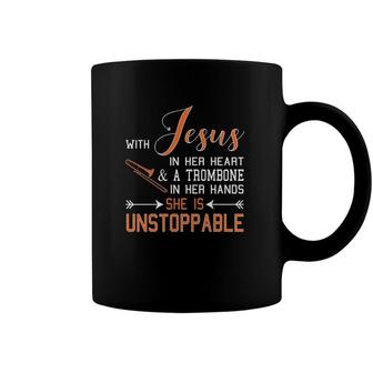 With Jesus In Her Heart And A Trombone Hands She Is Coffee Mug | Mazezy