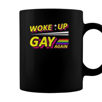 Woke Up Gay Again Pride Month Heart Colorful Lesbian Lgbtqa Coffee Mug - Seseable